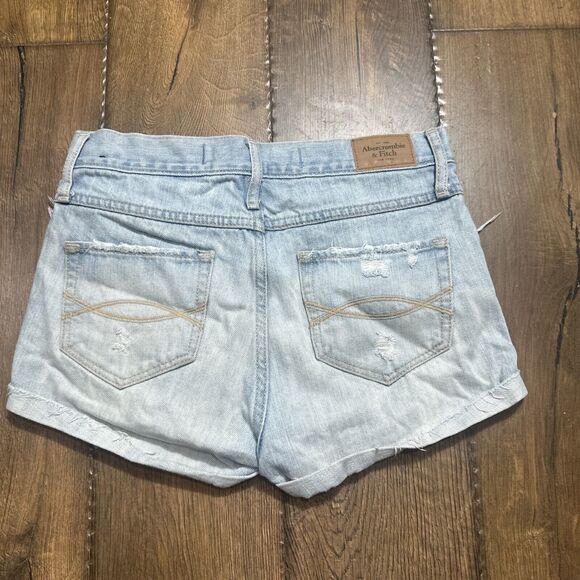 Lot of 2 American Eagle & Abercrombie Blue Denim Distressed Shorts (0/00) W27 - Picture 7 of 10